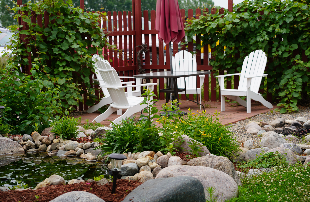 Chairs to sit and relax at the Red Trail Vineyard