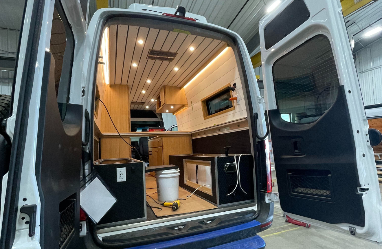 Inside of a partially complete van